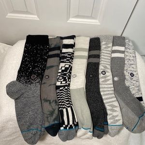 8 pairs STANCE socks all size Large all used lots of life left gray black LOT